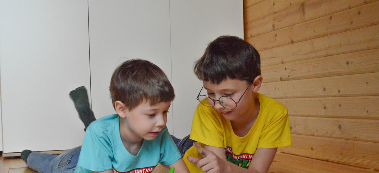 Child learning home safety skills online